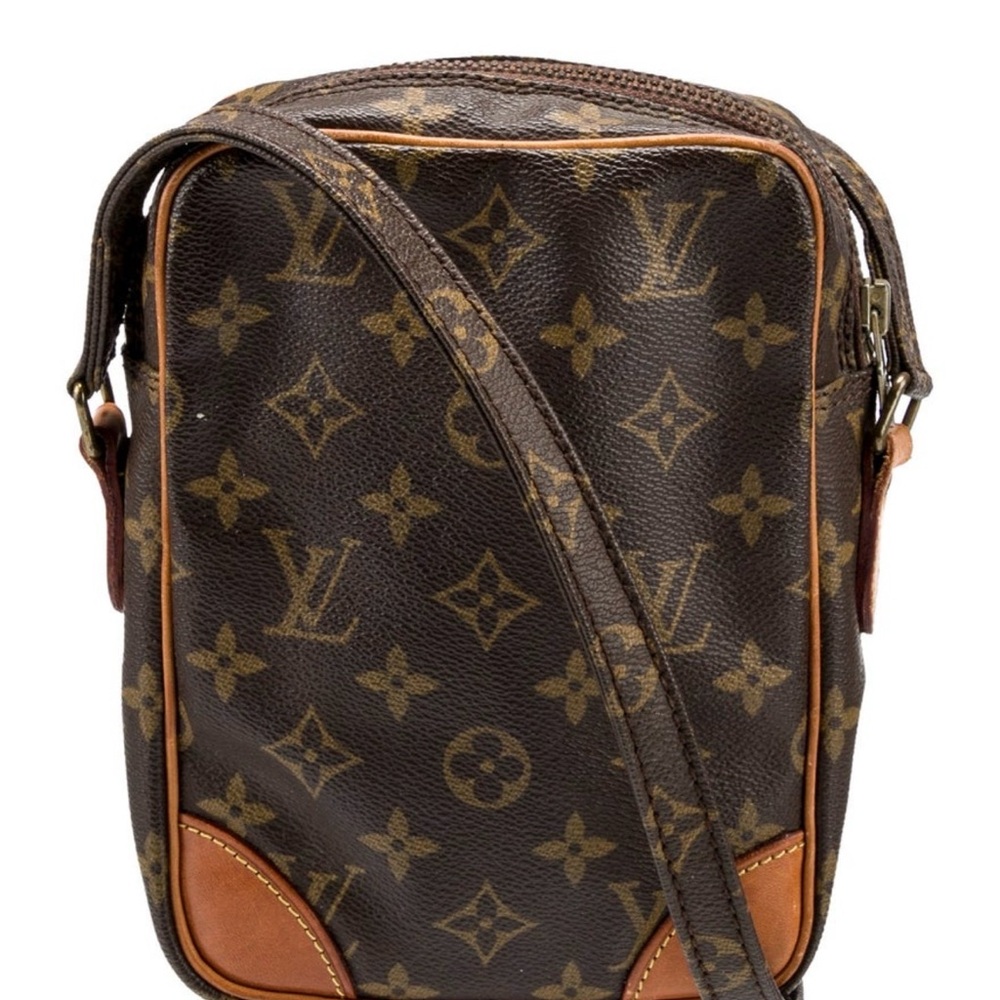 Louis Vuitton Vintage Crossbody Purse Brown Leather Monogram Canvas - Picture 3 of 9